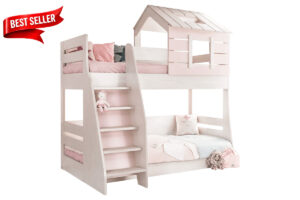Двуетажно детско легло PINK HOUSE, ляво